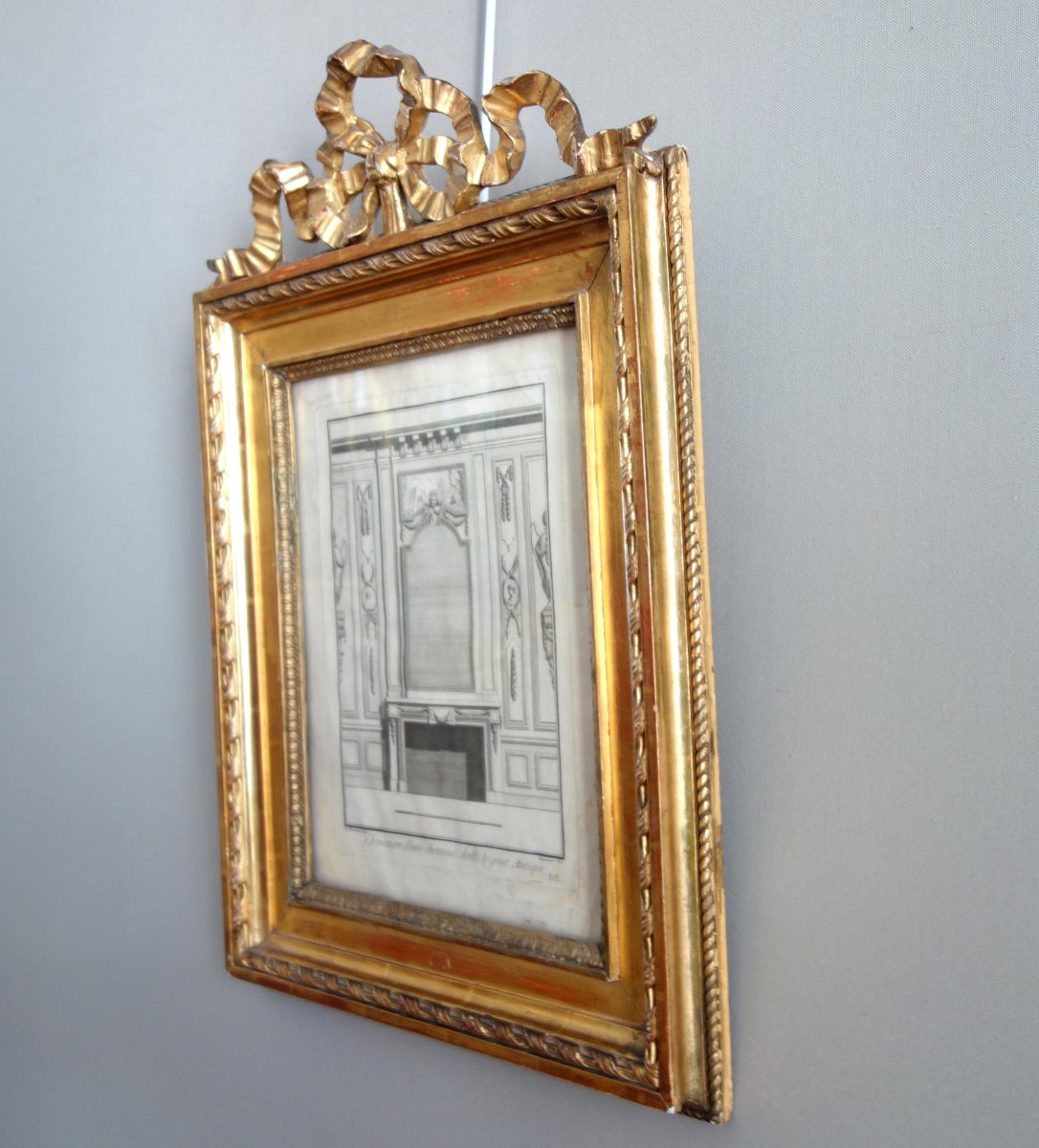 18th Century Engraving : Project For A Louis XVI Mantel In A Beautiful Gilt Frame-photo-5