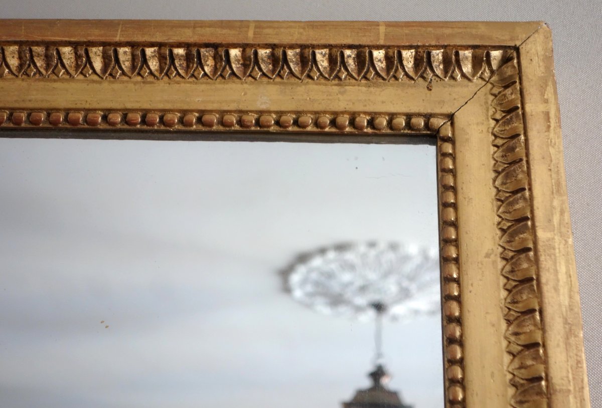 Grand miroir de cheminée Louis XVI  doré à l'a feuille d'or, glace au mercure - 145cm x 107cm-photo-4