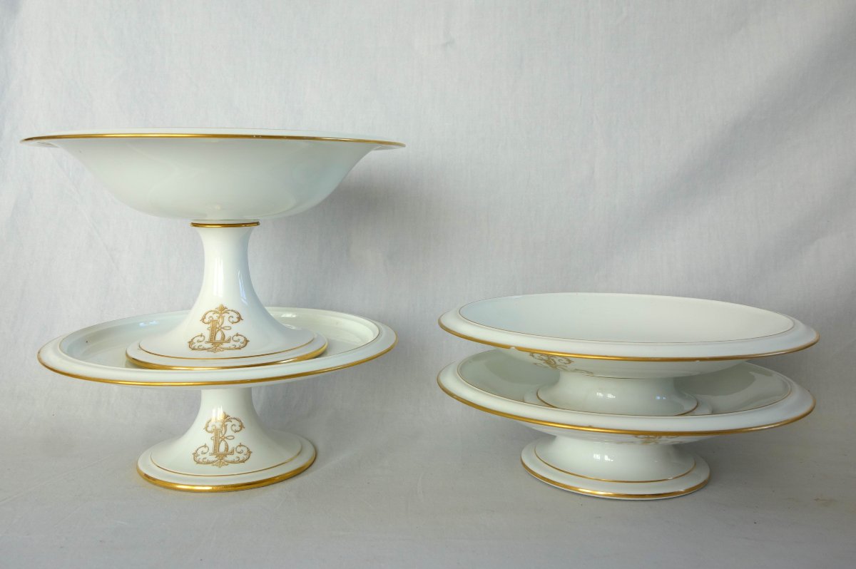Sèvres Manufactory: Porcelain Service For 14, With A Monogram From The Napoleonic III Era-photo-2