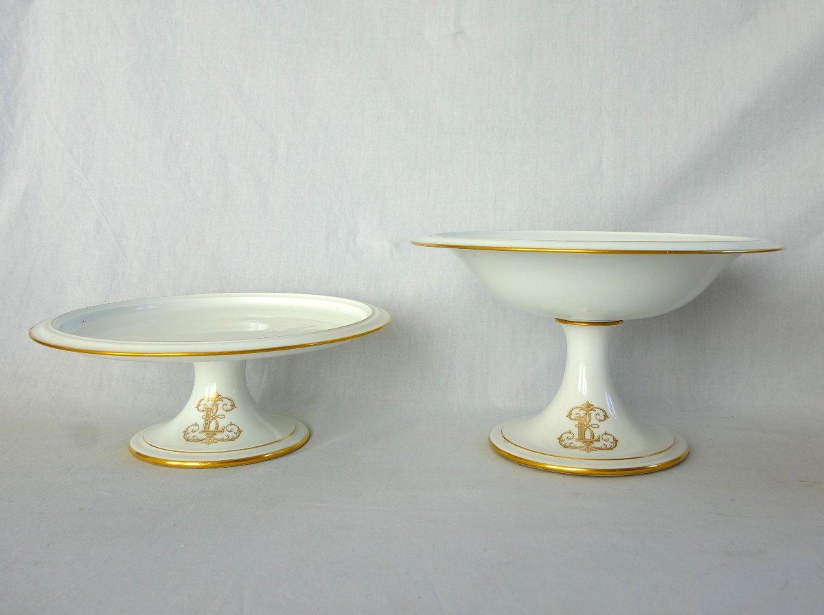 Sèvres Manufactory: Porcelain Service For 14, With A Monogram From The Napoleonic III Era-photo-3