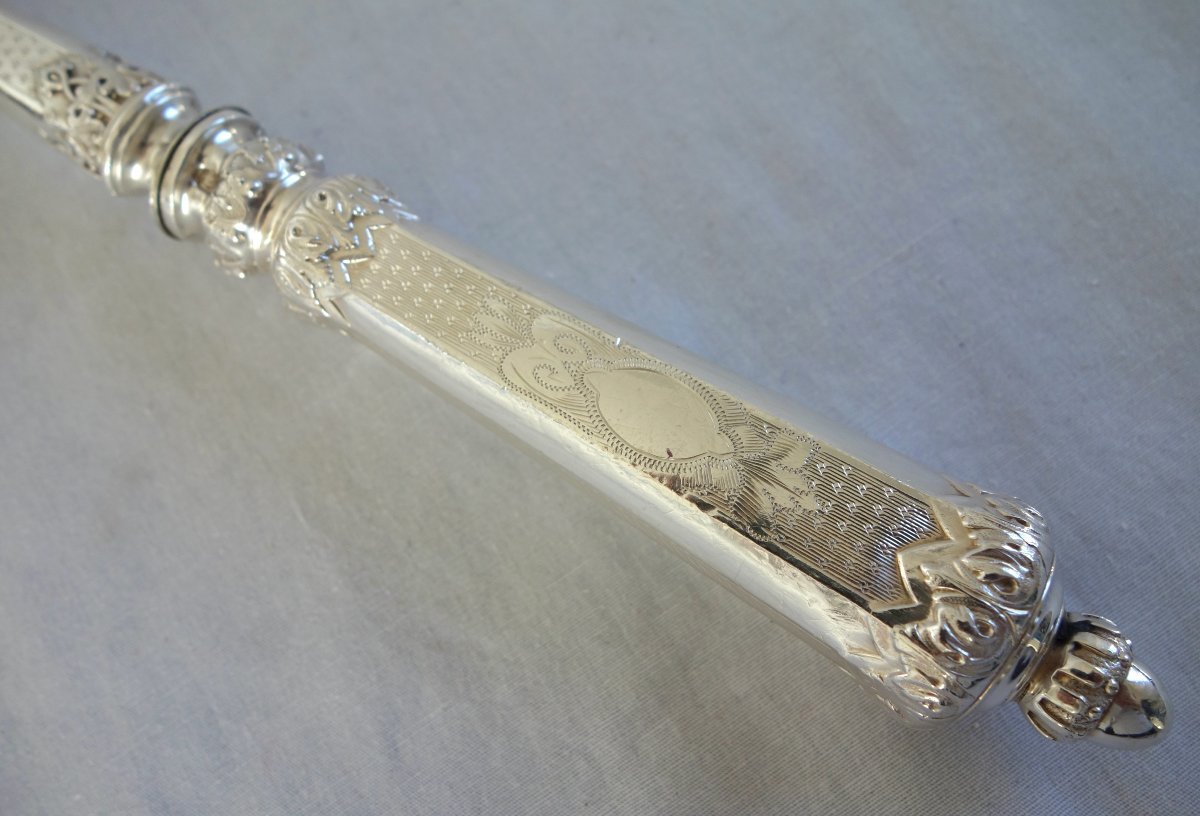 Couvert à salade en argent Minerve : modèle fuseau à pans de style Louis XVI non monogrammé-photo-3