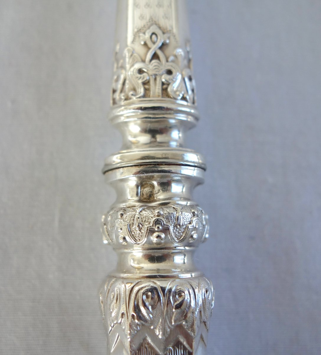 Couvert à salade en argent Minerve : modèle fuseau à pans de style Louis XVI non monogrammé-photo-1