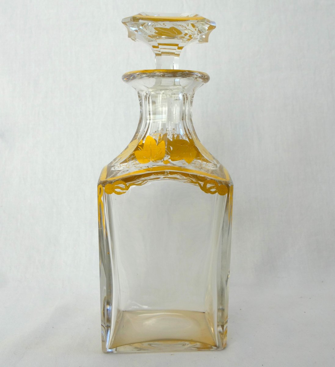 Baccarat Whiskey Or Cognac Decanter In Gilded Crystal From The Napoleon III Era-photo-2