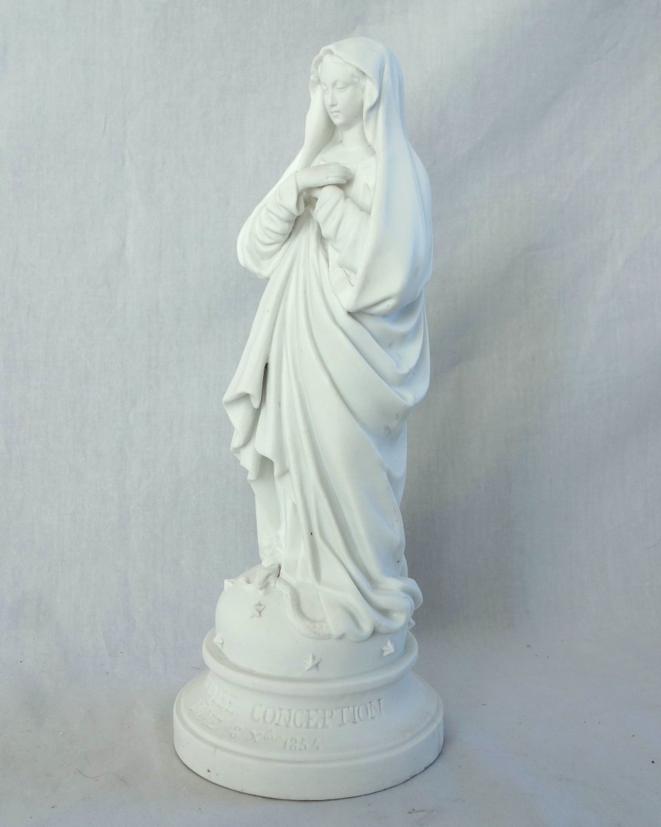 Virgin Of The Immaculate Conception, Made Of Porcelain Biscuit, From The Napoleon III Era-photo-2
