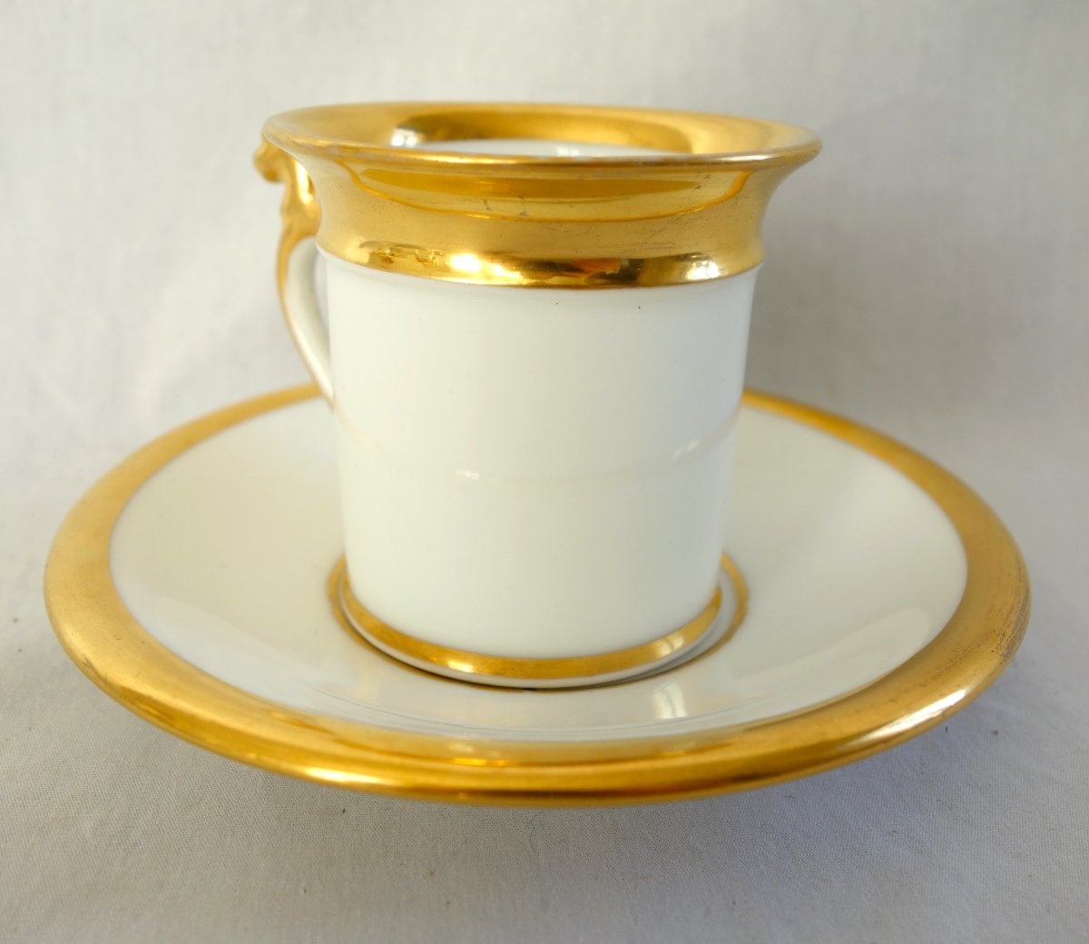 Empire-style Coffee Set For 4, Made Of White And Gold Paris Porcelain From That Era; Restored-photo-1