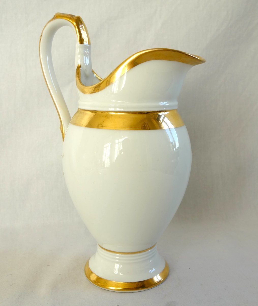 Empire-style Coffee Set For 4, Made Of White And Gold Paris Porcelain From That Era; Restored-photo-8