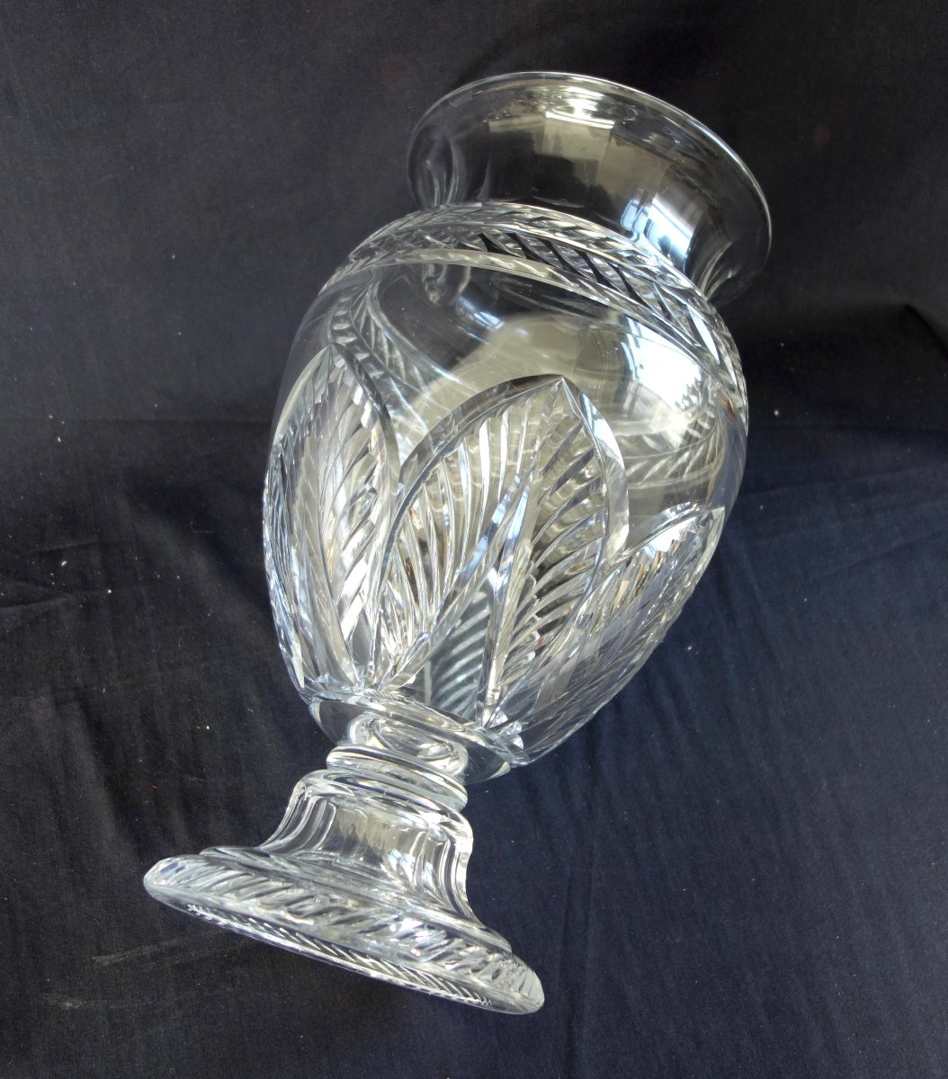 Saint Louis Grand vase ovoide style Empire en cristal de Saint Louis finement taillé - 35,5cm-photo-1