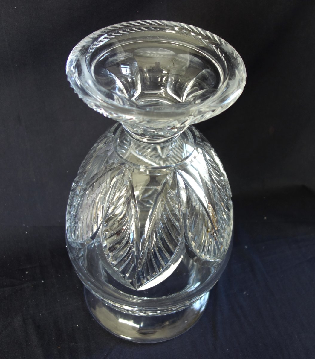 Saint Louis Grand vase ovoide style Empire en cristal de Saint Louis finement taillé - 35,5cm-photo-2