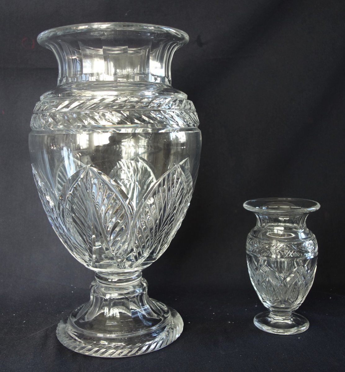 Saint Louis Grand vase ovoide style Empire en cristal de Saint Louis finement taillé - 35,5cm-photo-7
