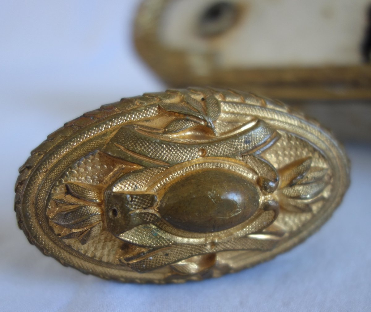 Serrure de double porte de château / hôtel particulier - bronze doré, style Louis XVI, complète-photo-2
