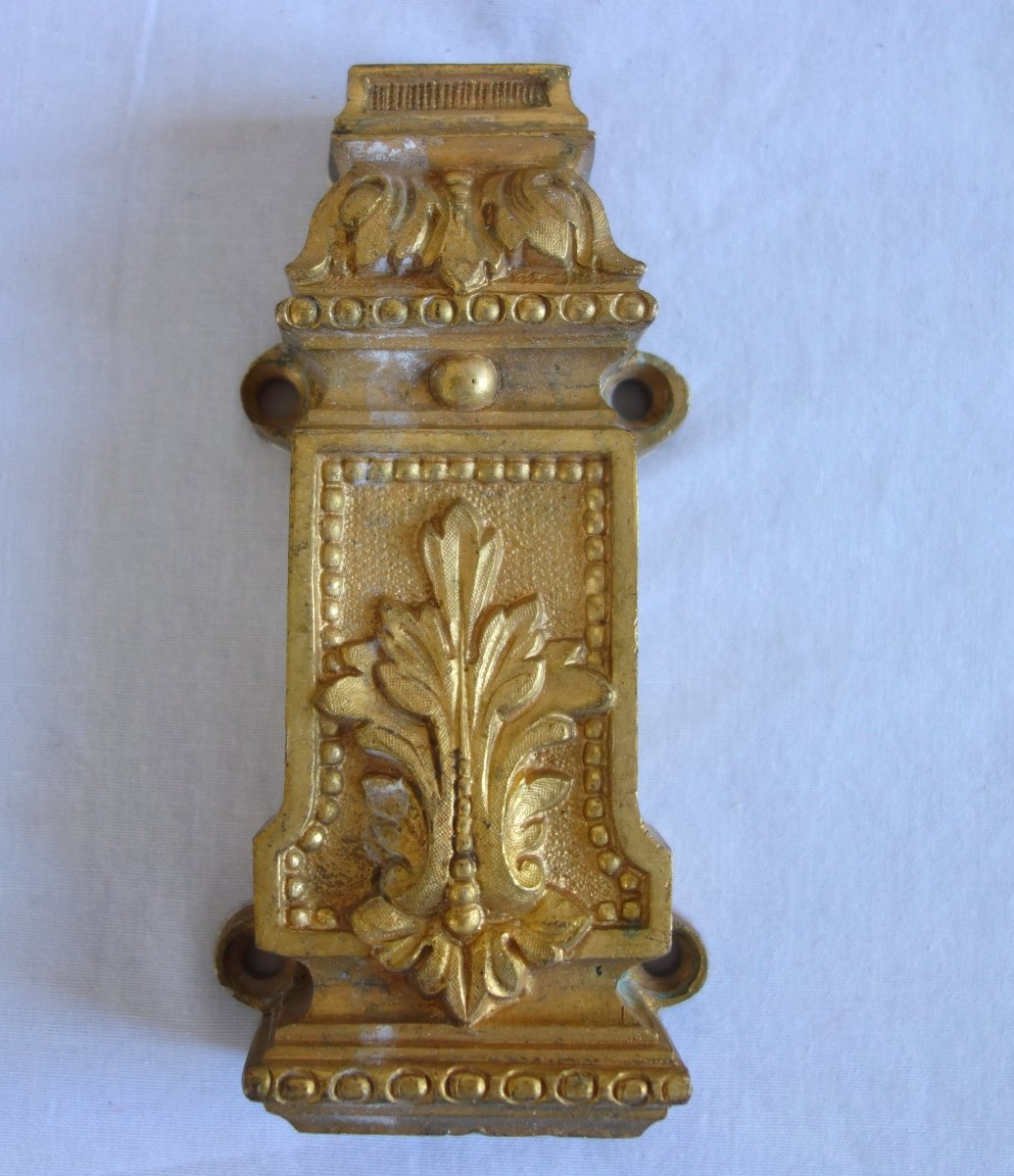 Serrure de double porte de château / hôtel particulier - bronze doré, style Louis XVI, complète-photo-3