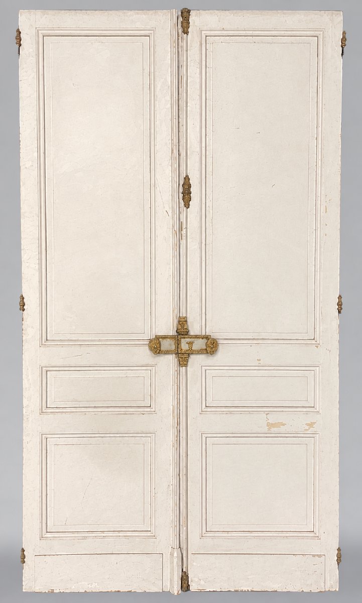 Serrure de double porte de château / hôtel particulier - bronze doré, style Louis XVI, complète-photo-5