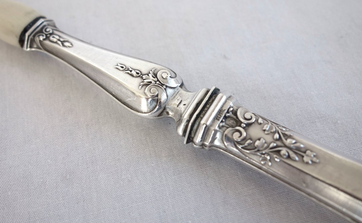 Couvert à salade en argent Minerve : mod&egrave;le de style Louis XVI non monogramme-photo-2