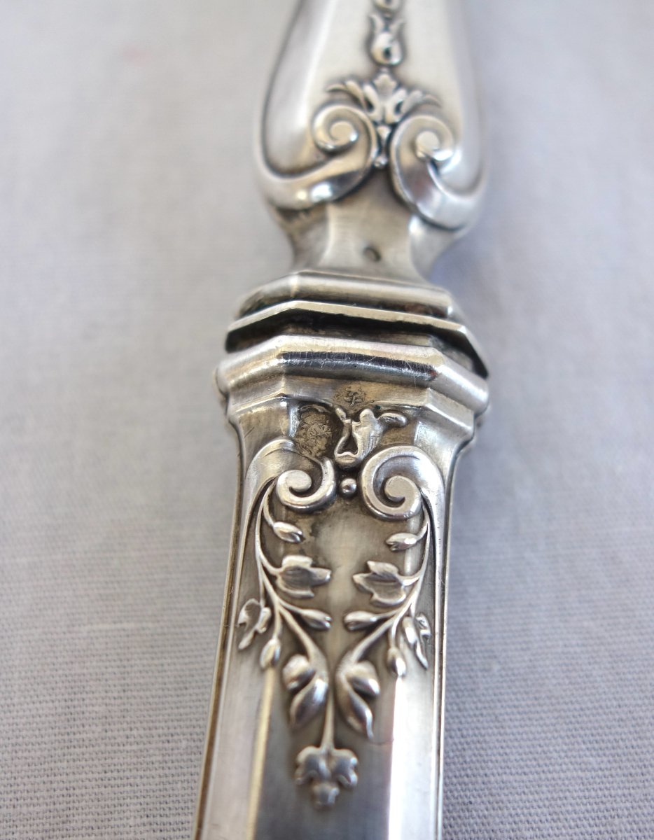 Couvert à salade en argent Minerve : mod&egrave;le de style Louis XVI non monogramme-photo-4