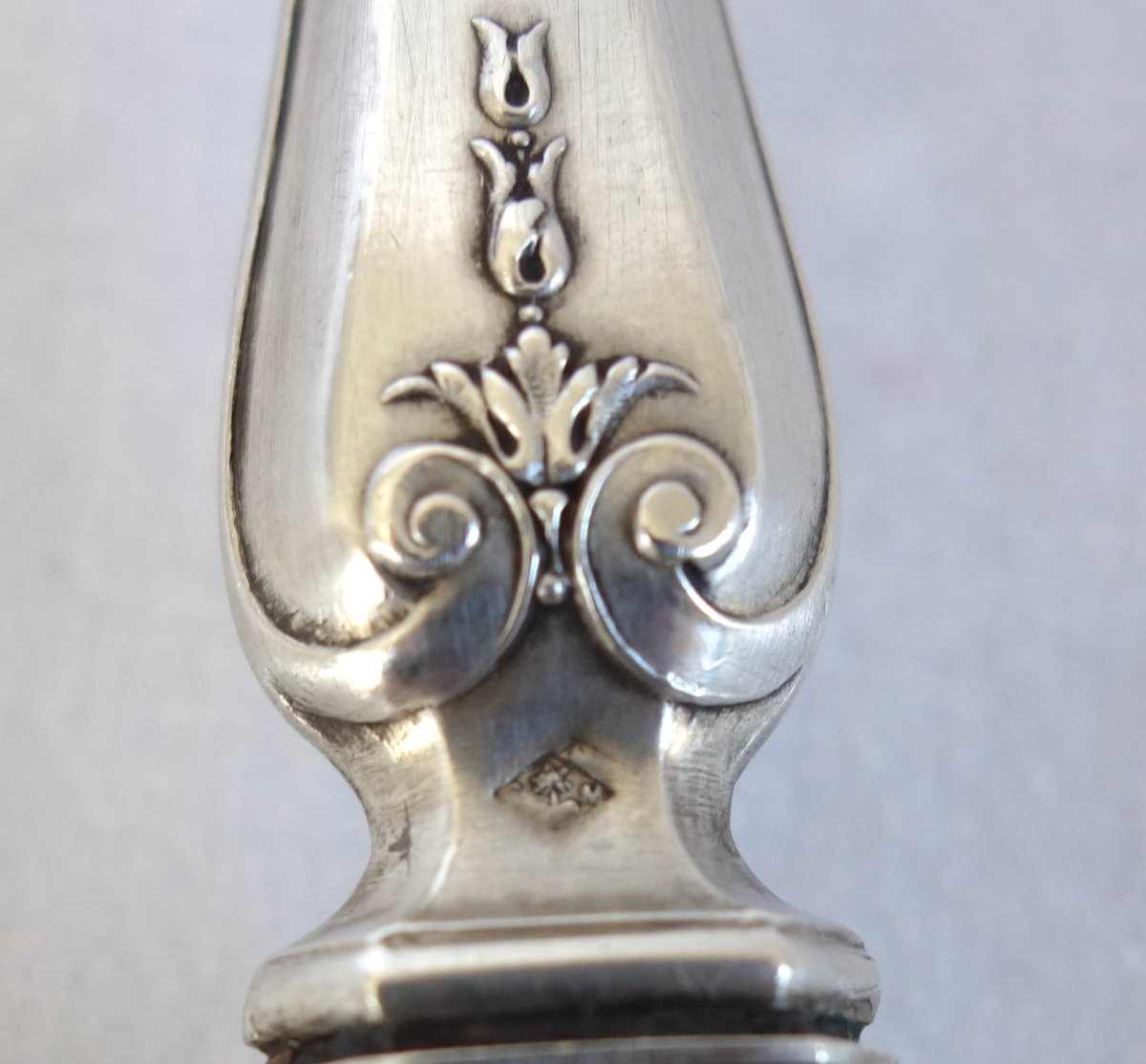 Couvert à salade en argent Minerve : mod&egrave;le de style Louis XVI non monogramme-photo-5