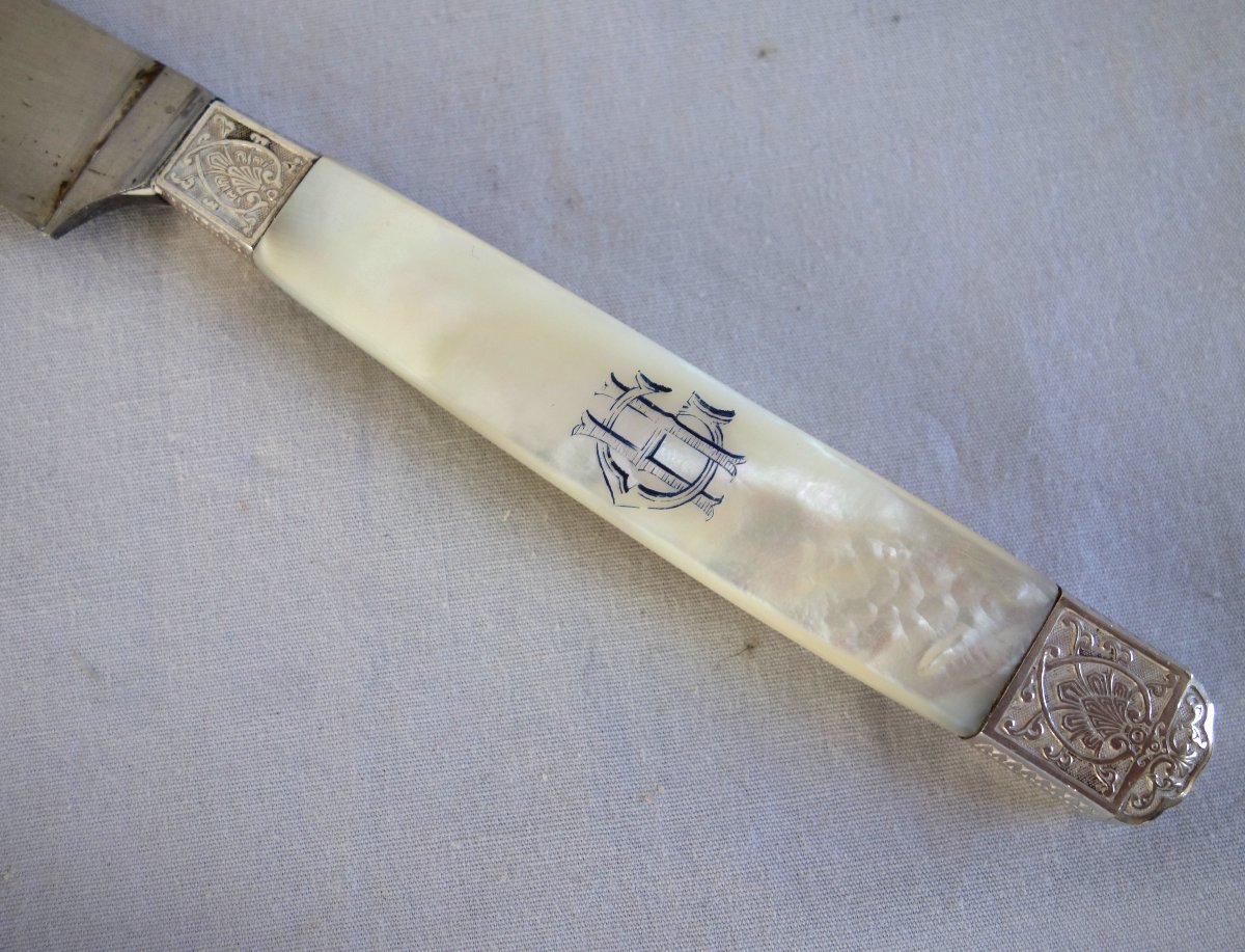 Classic-style 12-piece Knife Set In Solid Silver And Mother-of-pearl: Louis XIV, Louis XVI, Empire-photo-1