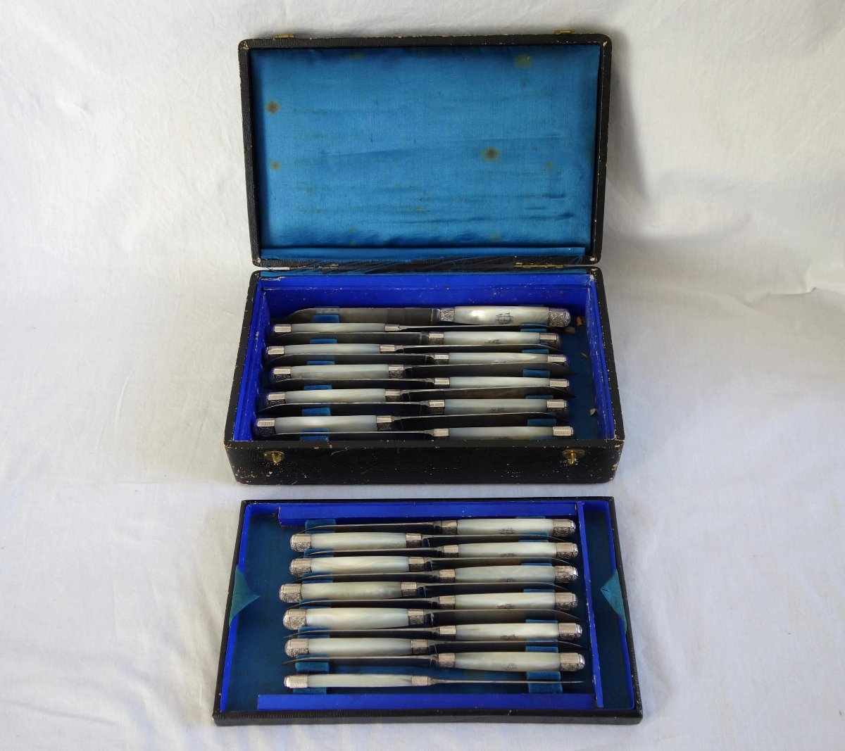 Classic-style 12-piece Knife Set In Solid Silver And Mother-of-pearl: Louis XIV, Louis XVI, Empire-photo-7