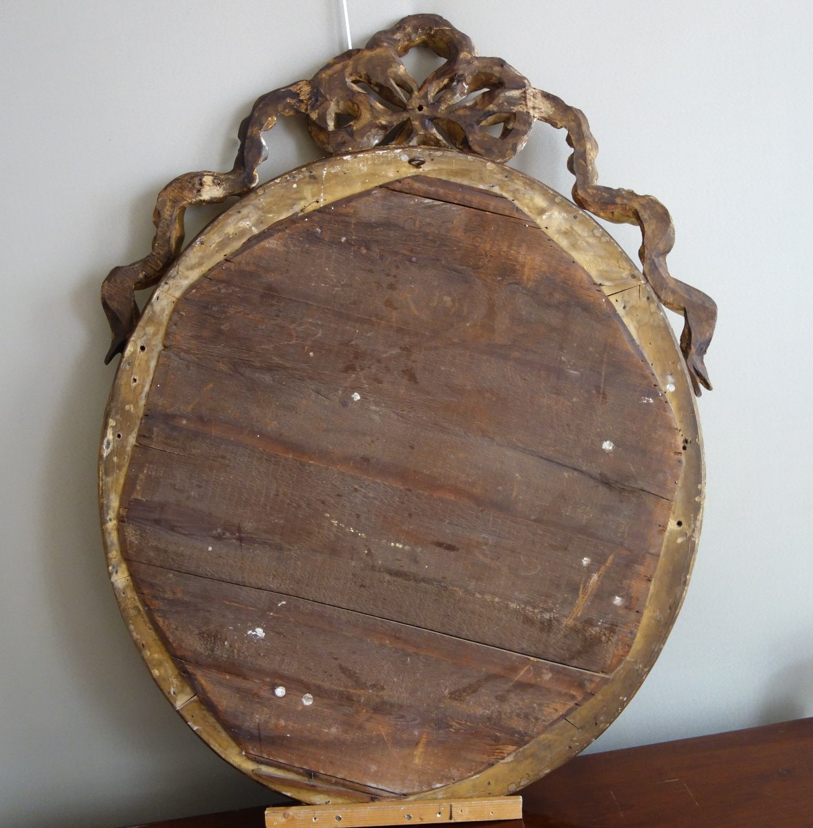 Oval-shaped Gilded Wooden Mirror From The Louis XVI Period-photo-5