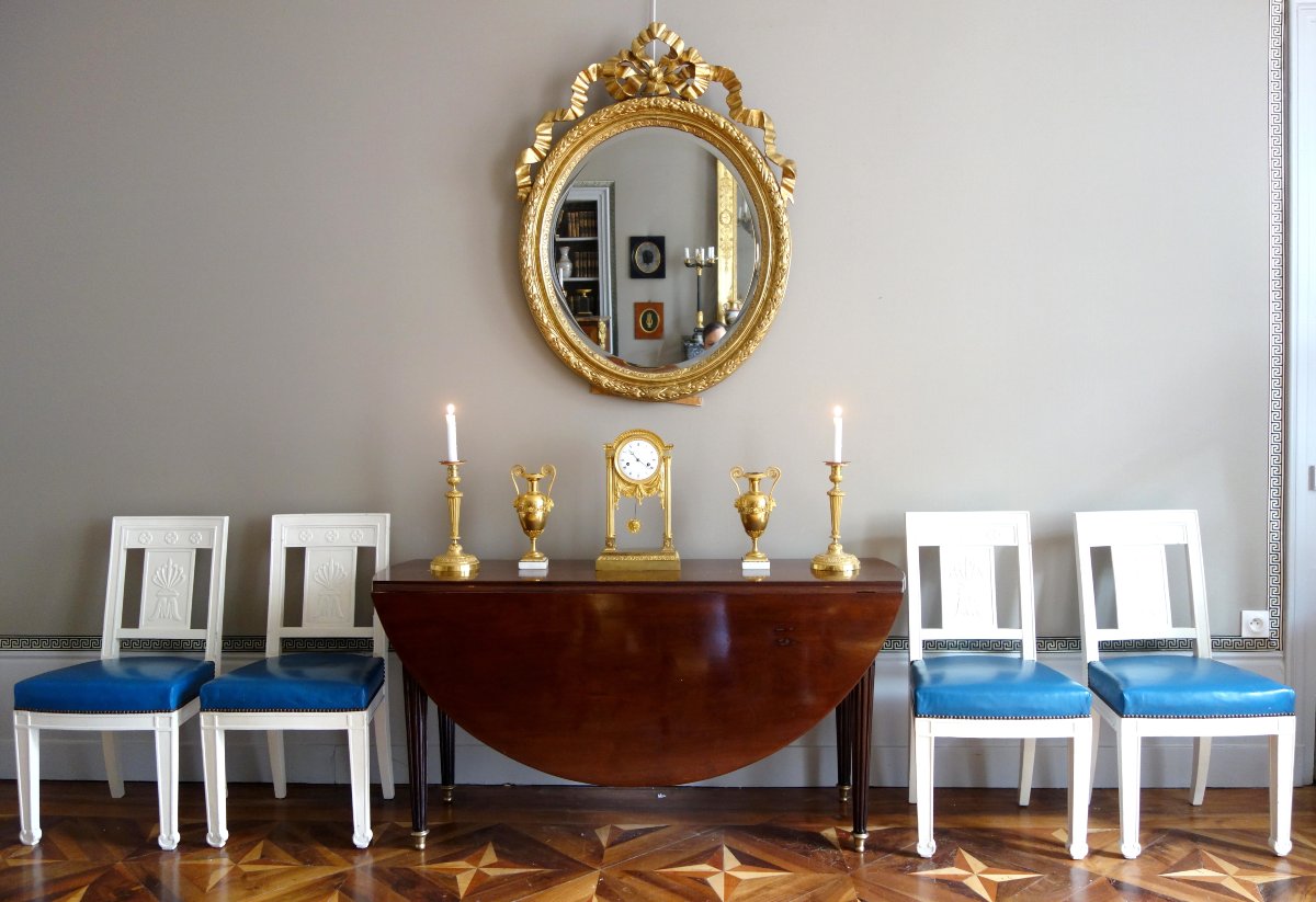 Oval-shaped Gilded Wooden Mirror From The Louis XVI Period-photo-6