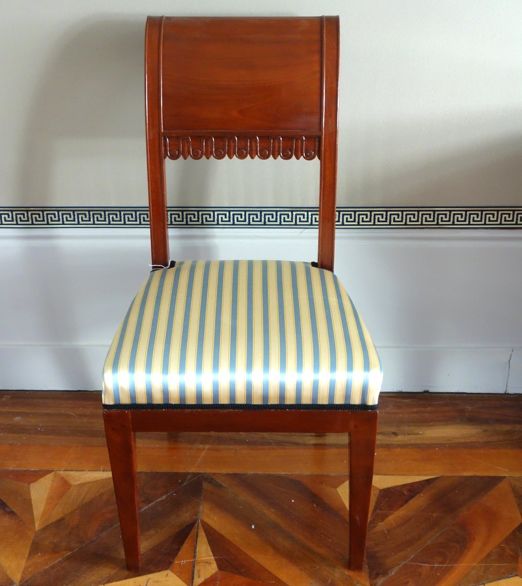 Pair Of Etruscan-style Mahogany Chairs Attributed To Henri Jacob—directoire Period-photo-3