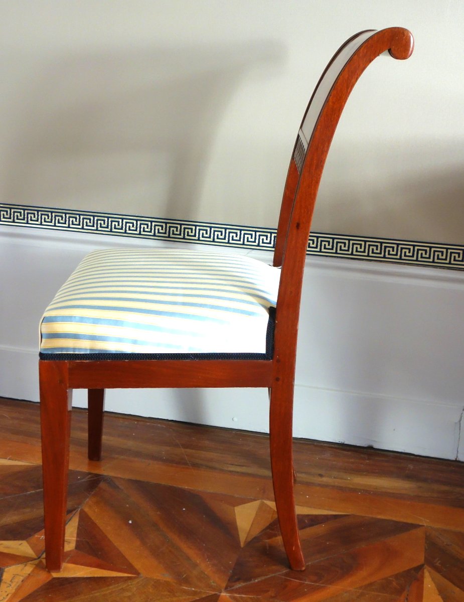 Pair Of Etruscan-style Mahogany Chairs Attributed To Henri Jacob—directoire Period-photo-1