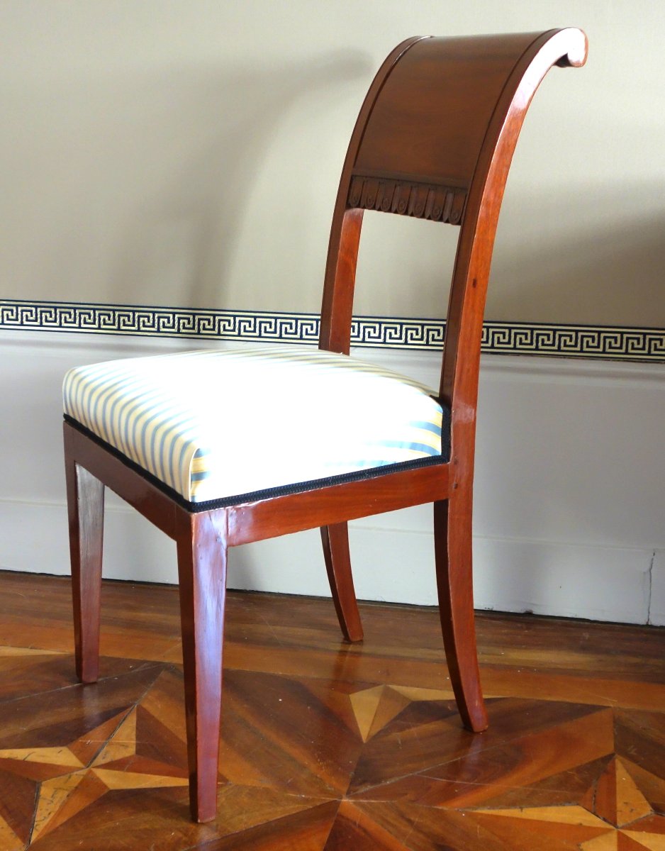 Pair Of Etruscan-style Mahogany Chairs Attributed To Henri Jacob—directoire Period-photo-2