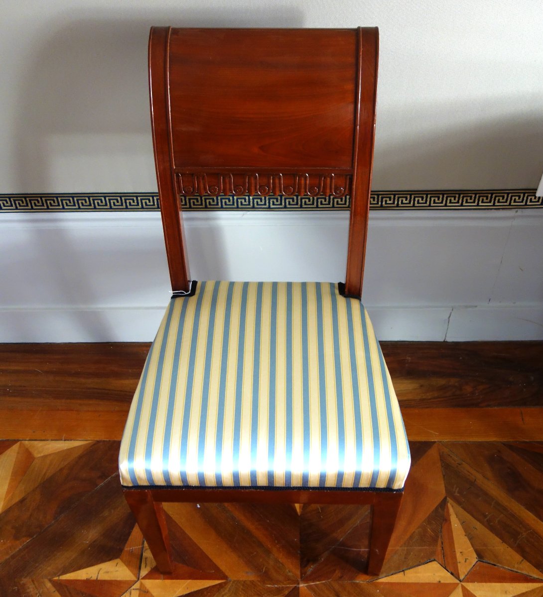 Pair Of Etruscan-style Mahogany Chairs Attributed To Henri Jacob—directoire Period-photo-4