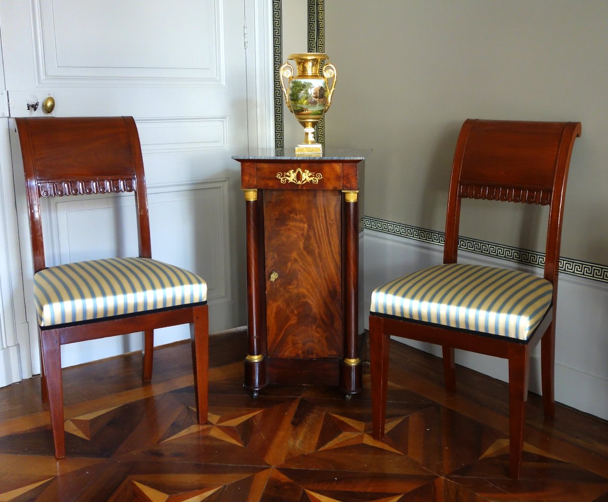 Pair Of Etruscan-style Mahogany Chairs Attributed To Henri Jacob—directoire Period-photo-7