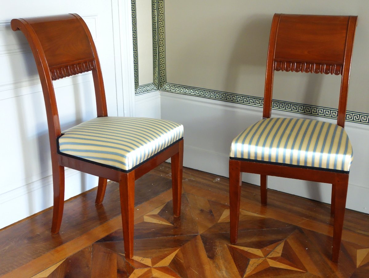 Pair Of Etruscan-style Mahogany Chairs Attributed To Henri Jacob—directoire Period