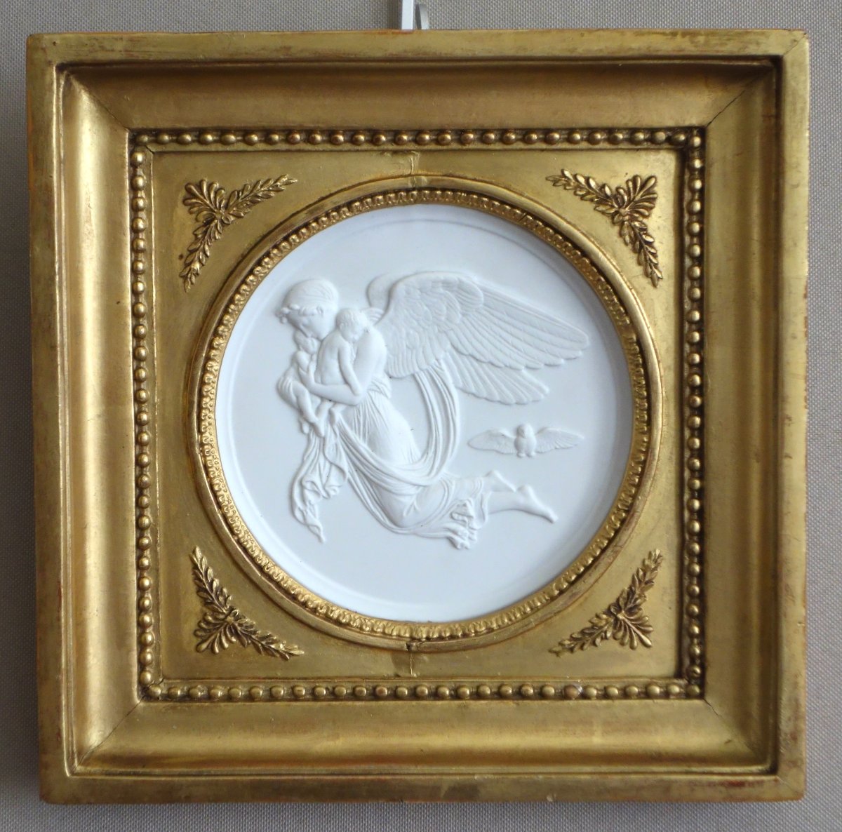 Large Empire-style Biscuit Medallion—an Allegory Of The Night, In A Gilded Wooden Frame -photo-3