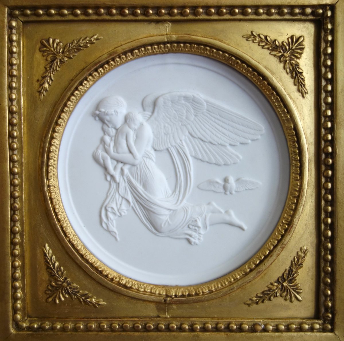 Large Empire-style Biscuit Medallion—an Allegory Of The Night, In A Gilded Wooden Frame -photo-2