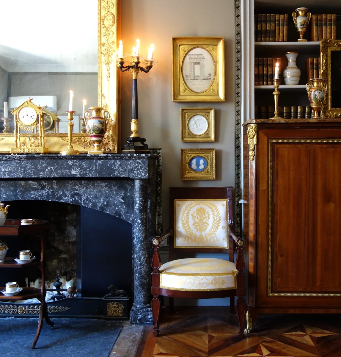Large Empire-style Biscuit Medallion—an Allegory Of The Night, In A Gilded Wooden Frame -photo-6