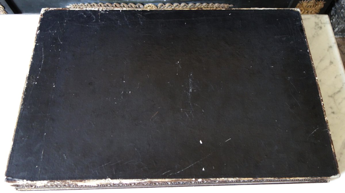 Large Cardboard Box Imitating Embossed Leather, Signed "à Jean De Paris Raynaud & Heloin"-photo-5