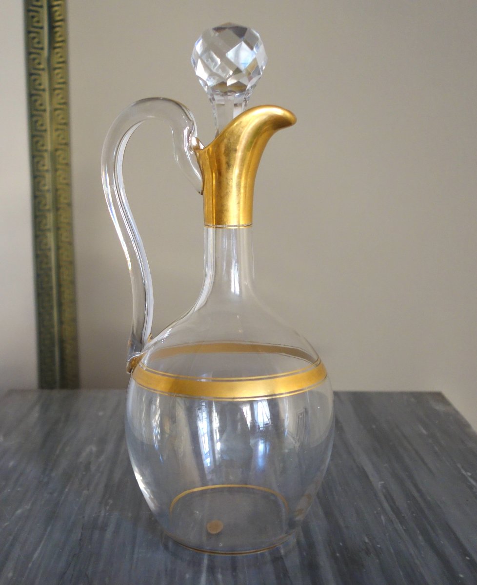 Baccarat - Crystal Ewer With Fine Gold Plating - Paper Label-photo-2
