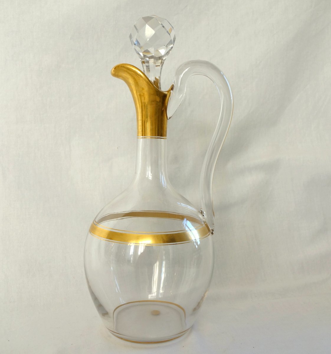 Baccarat - Crystal Ewer With Fine Gold Plating - Paper Label-photo-3