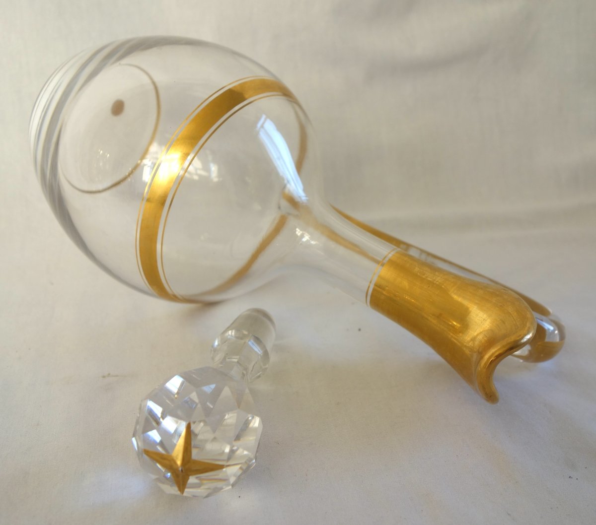 Baccarat - Crystal Ewer With Fine Gold Plating - Paper Label-photo-4