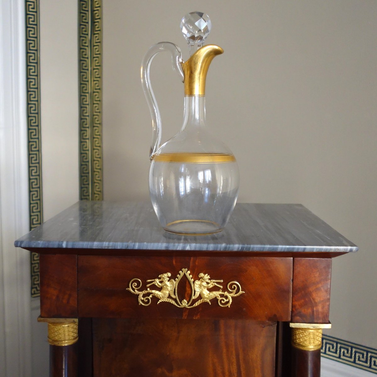 Baccarat - Crystal Ewer With Fine Gold Plating - Paper Label