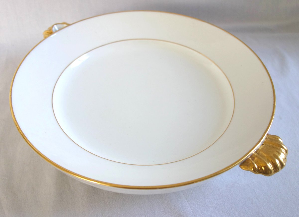 Manufacture Honoré - Antique White And Gold Porcelain Chafing Dish, Restored - Signed-photo-4