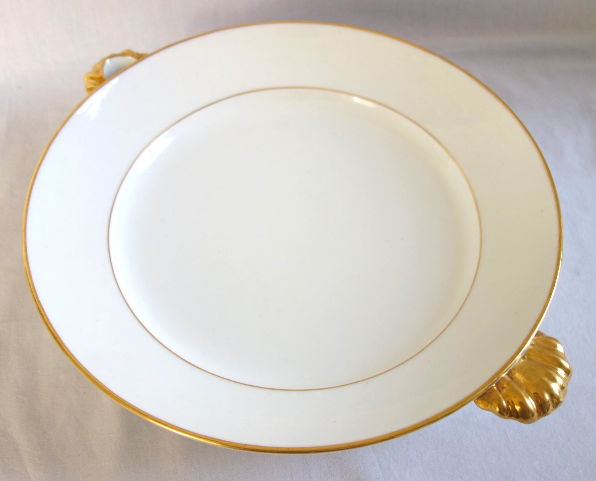Manufacture Honoré - Antique White And Gold Porcelain Chafing Dish, Restored - Signed-photo-1
