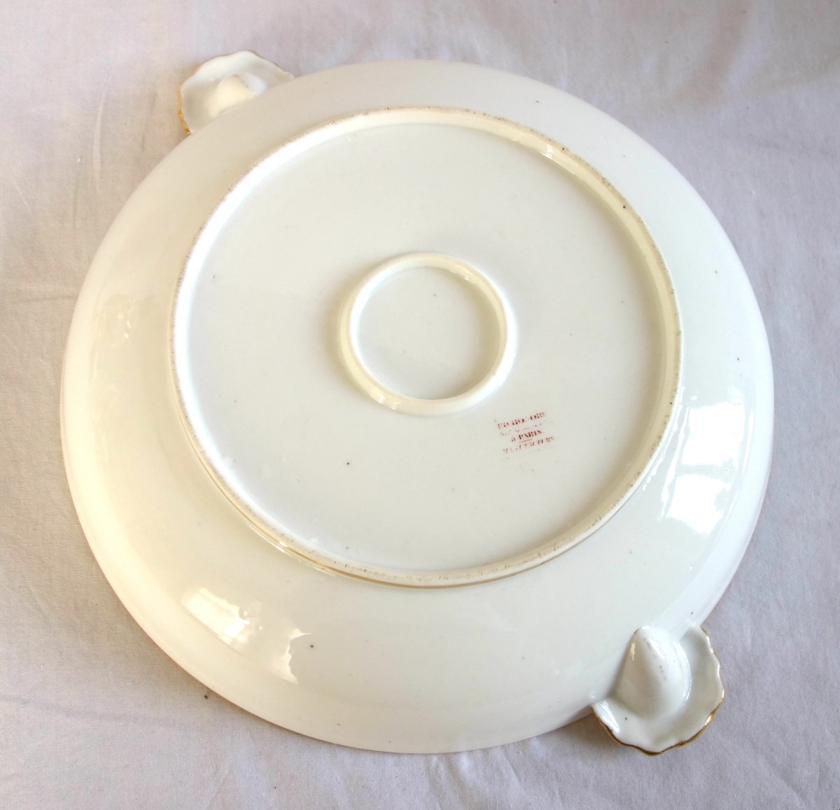 Manufacture Honoré - Antique White And Gold Porcelain Chafing Dish, Restored - Signed-photo-4