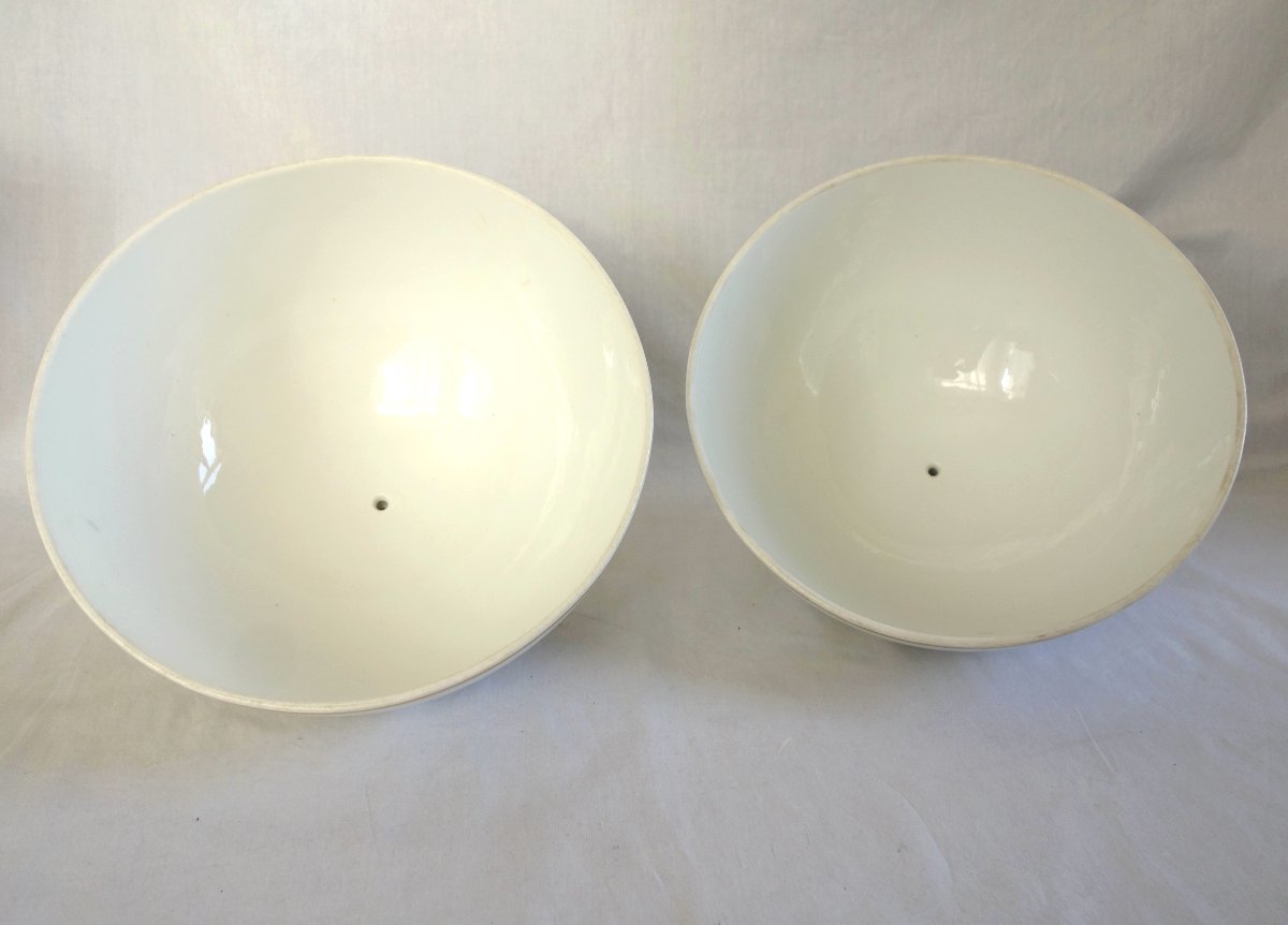 Manufacture Honoré - paire de cloches à plats en porcelaine blanc et or d'époque Restauration-photo-4