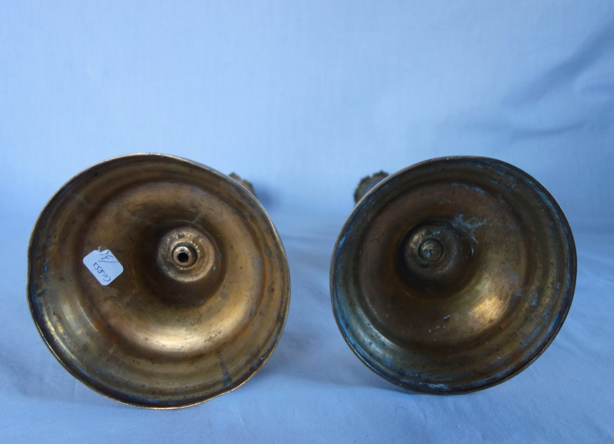 Pair Of Louis XVI-era Candlesticks / Torches In Chiseled Bronze—18th Century-photo-7