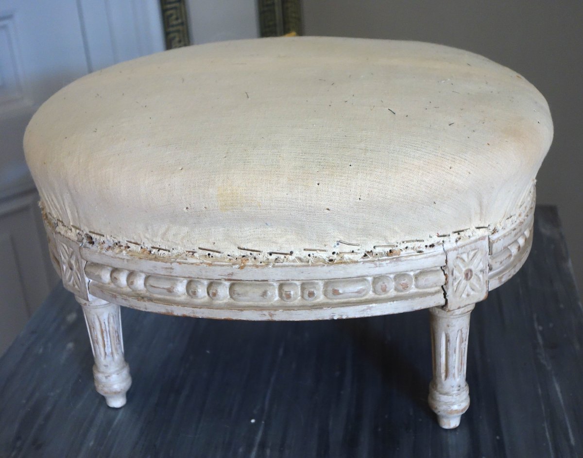 Louis XVI-style Footstool, Upholsterable Upon Request-photo-3