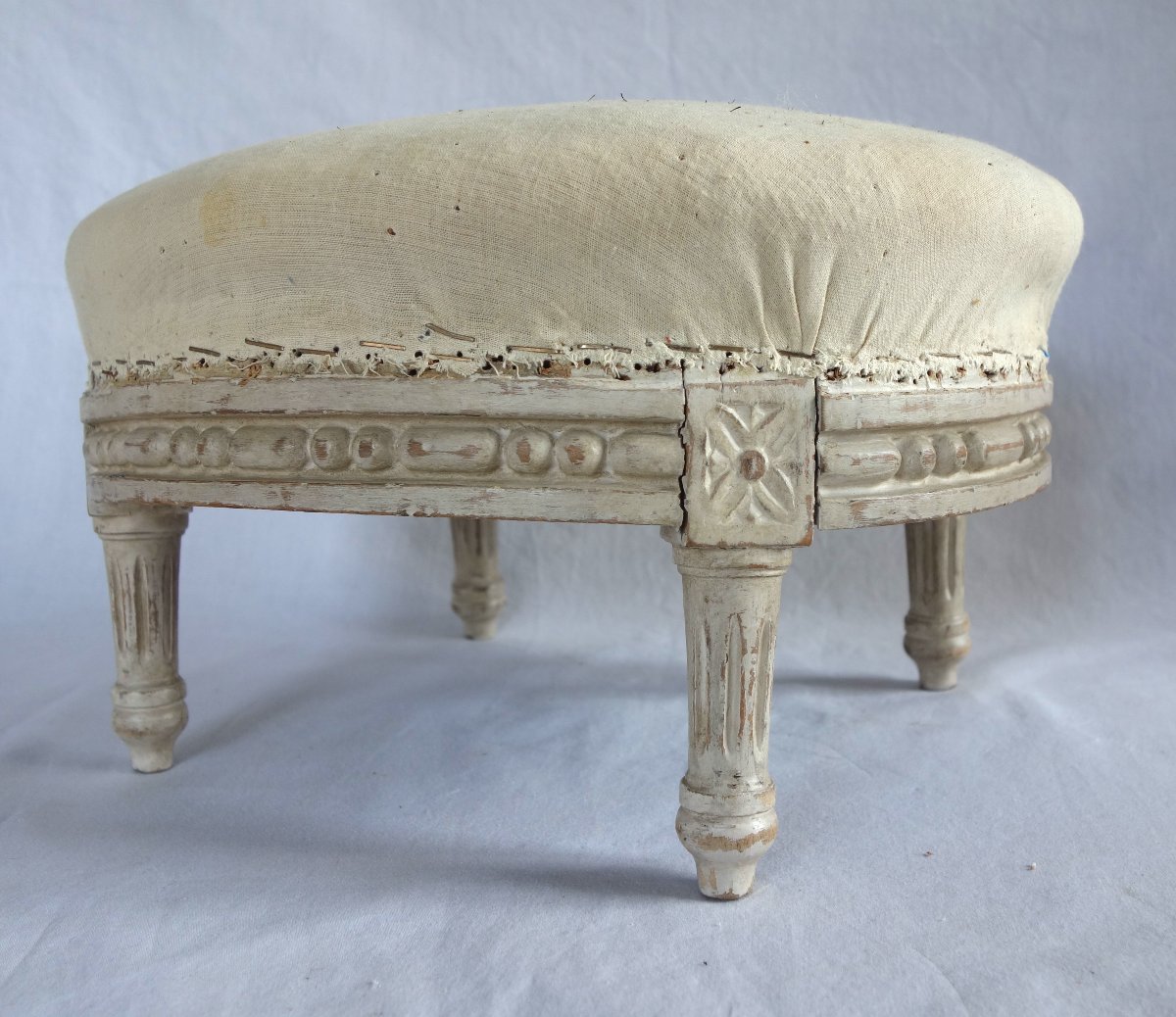 Louis XVI-style Footstool, Upholsterable Upon Request-photo-2
