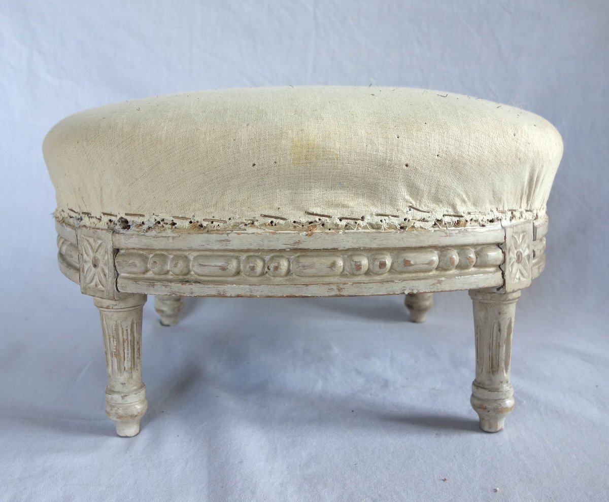 Louis XVI-style Footstool, Upholsterable Upon Request-photo-4