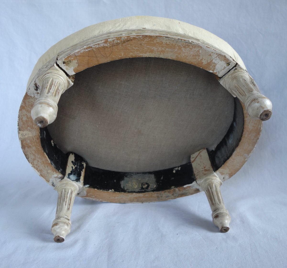 Louis XVI-style Footstool, Upholsterable Upon Request-photo-7