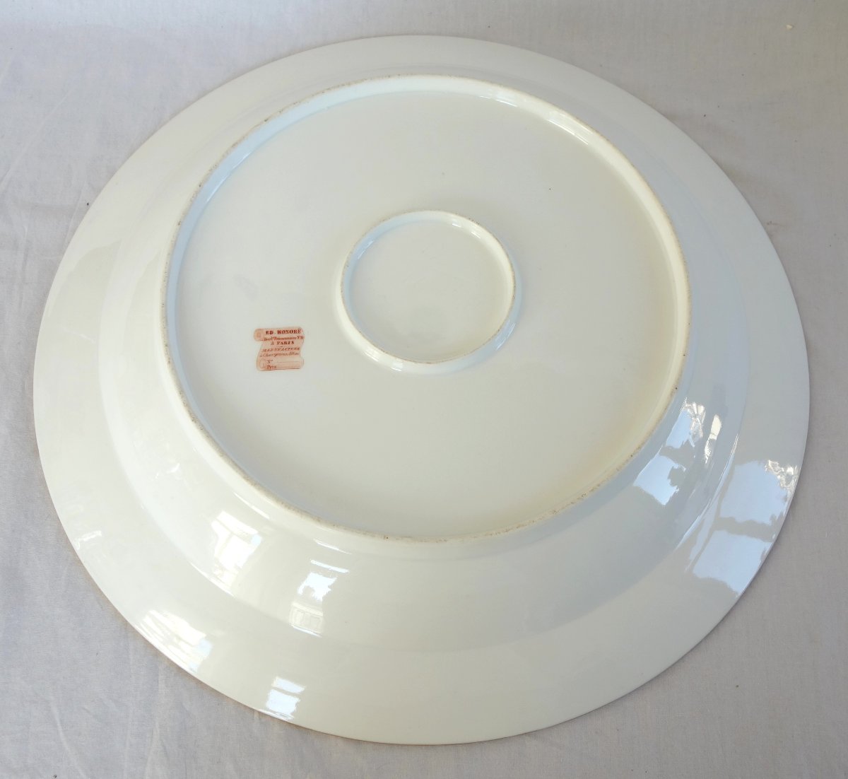 Manufacture Honoré - Grand plat à poisson ou Asperges en porcelaine blanc et or - signé-photo-2