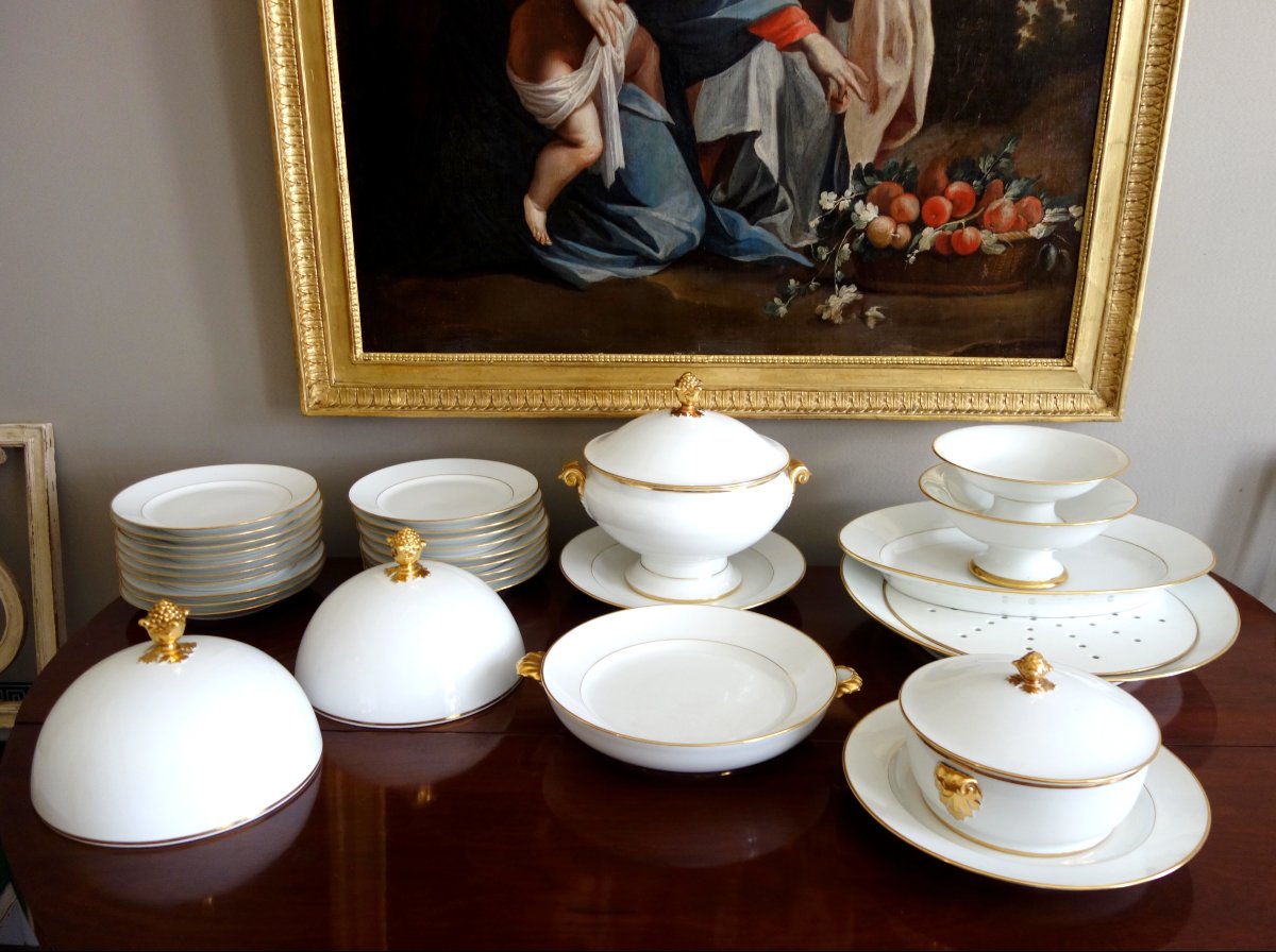 Manufacture Honoré - Grand plat à poisson ou Asperges en porcelaine blanc et or - signé-photo-5