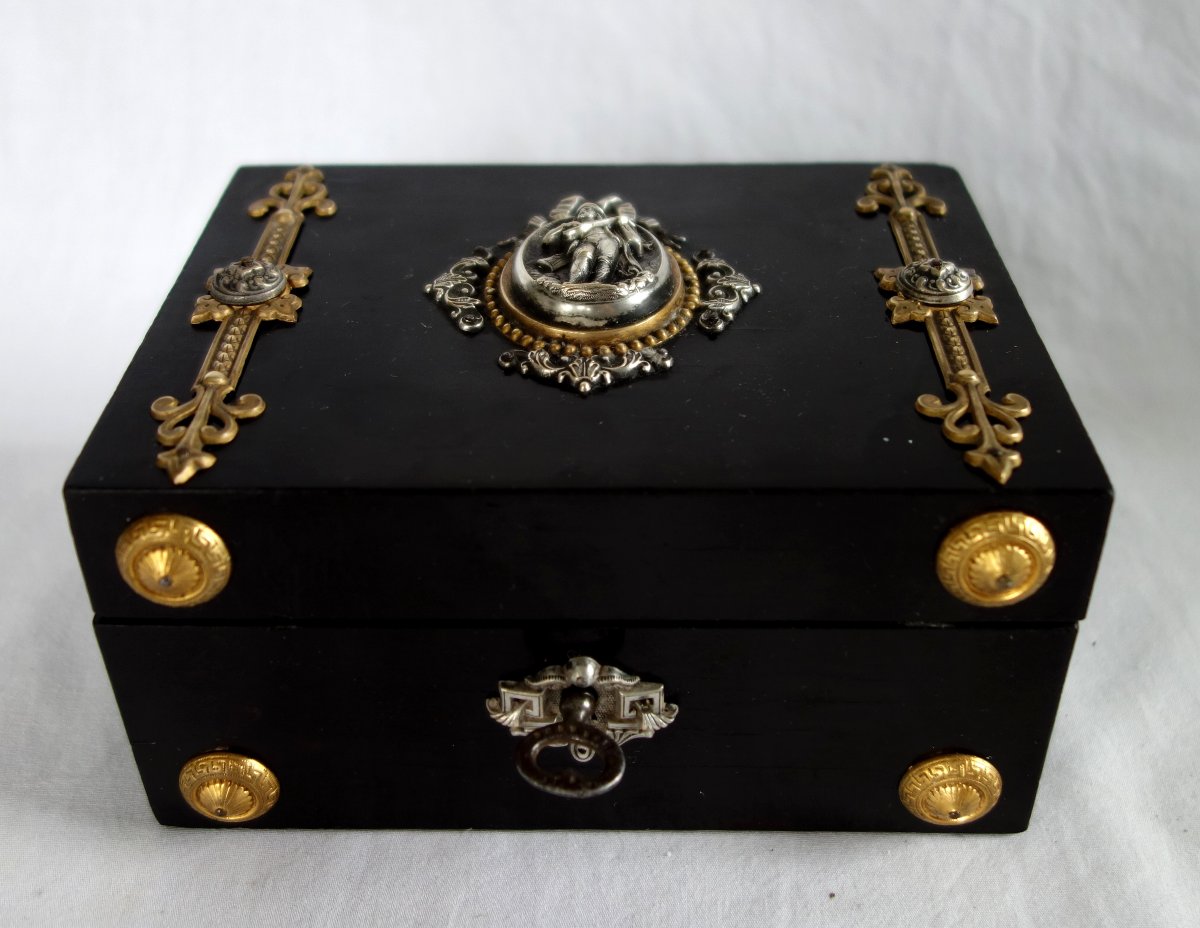 Coffret à bijoux Napoleon III en ébène bronze doré de style Néo Renaissance-photo-4
