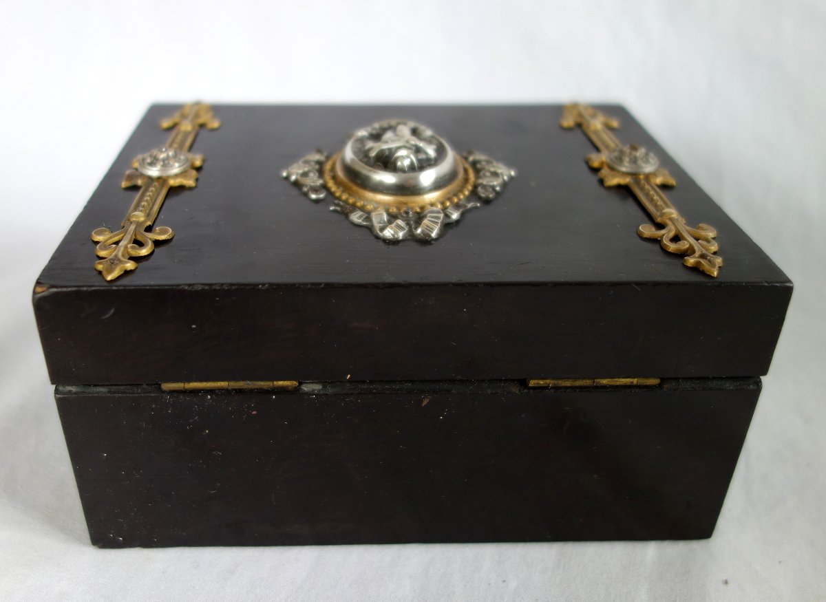 Coffret à bijoux Napoleon III en ébène bronze doré de style Néo Renaissance-photo-2